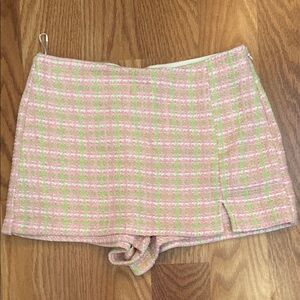 Pink and Green Plaid Skirt Zara us 
Medium